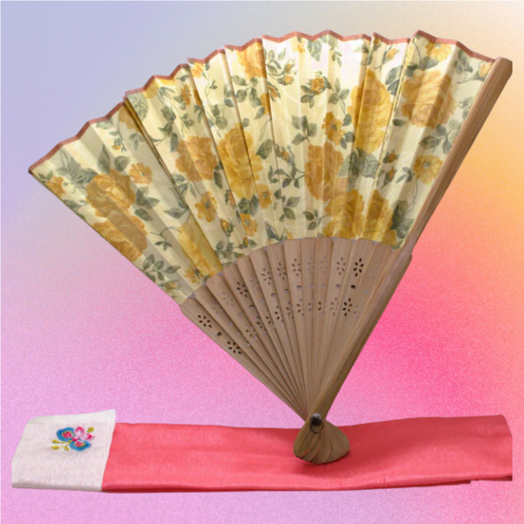 Korean traditional fan and pouch